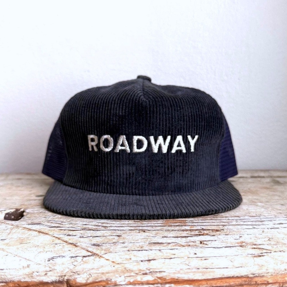 Vintage Roadway Corduroy Navy Hat Snapback Cap